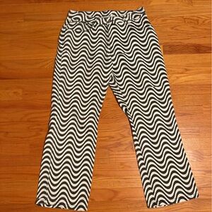 Urban Outfitters Black and White Wave Pattern Straight Leg Jeans